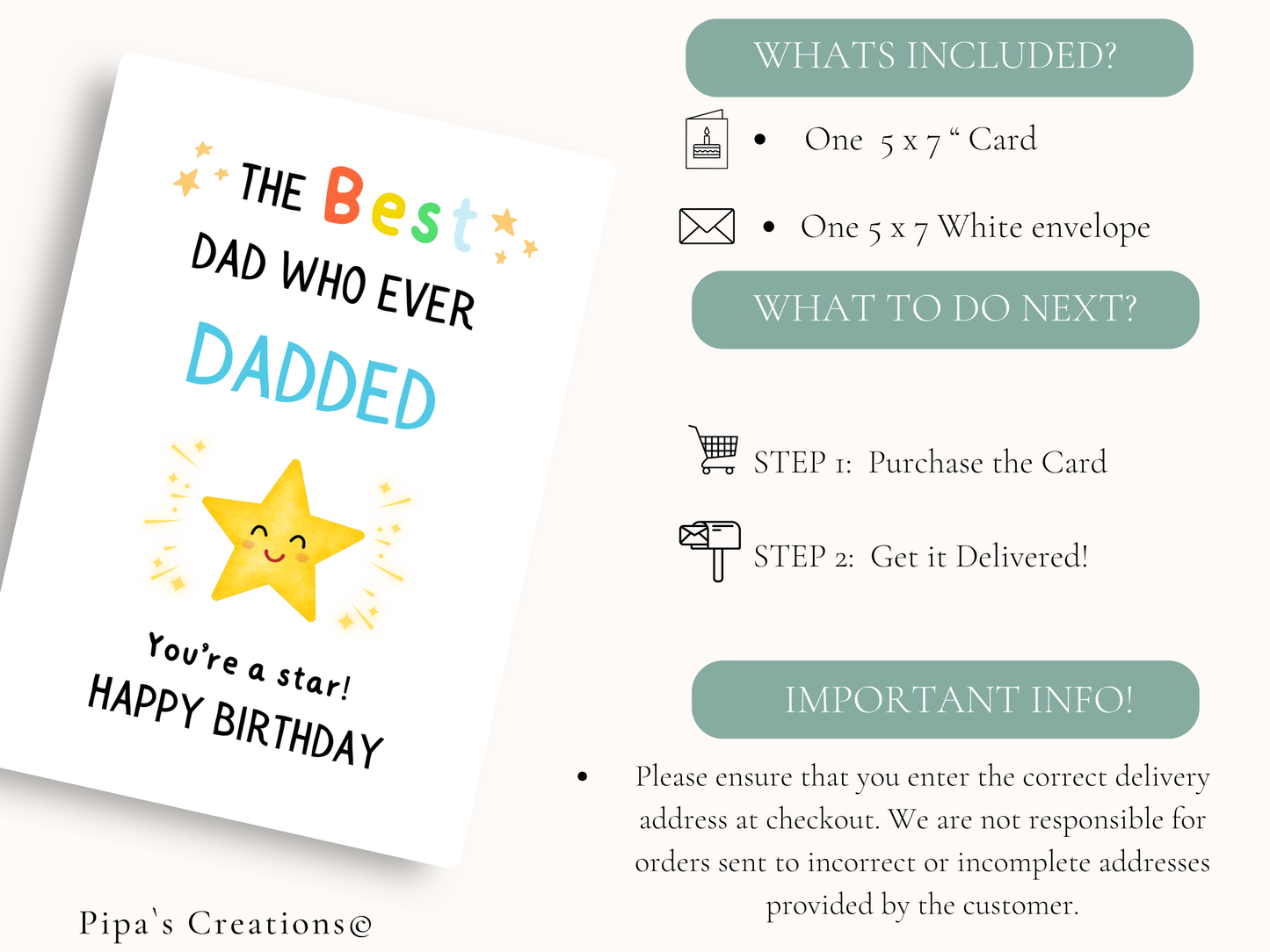 Best Dad Who Ever Dadded , Funny Dad Birthday Card , Personalised Card